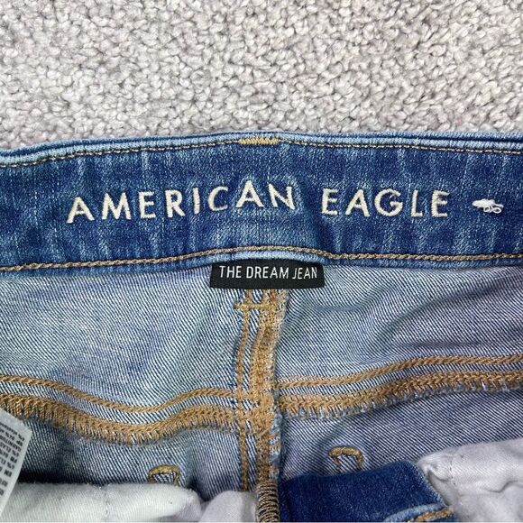 American Eagle Jeans Women’s 00 Blue Jegging Hi-Rise Light Wash Ripped Stretch - Picture 6 of 14